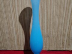 Vaza franceza, din cristal de opalina turcoaz